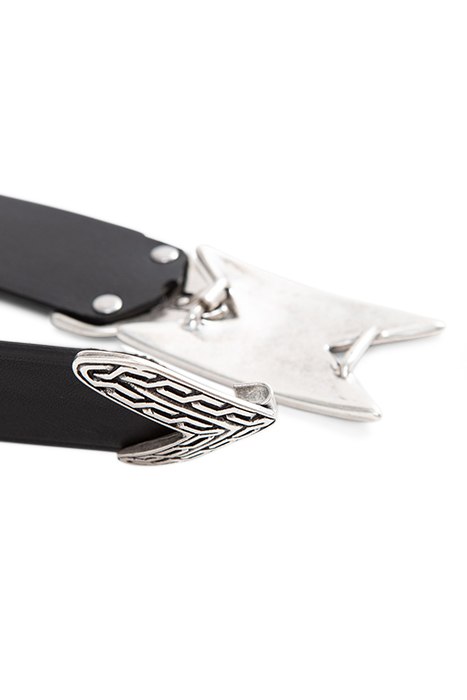 BLACK LEATHER DRESS BELT, ENGRAVED METAL BUCKLE 5