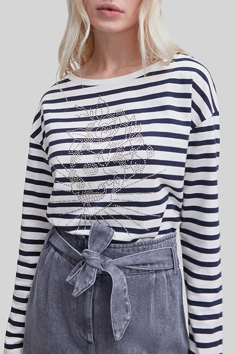 ECRU SAILOR-STRIPE T-SHIRT WITH STUDDED SKULL 5