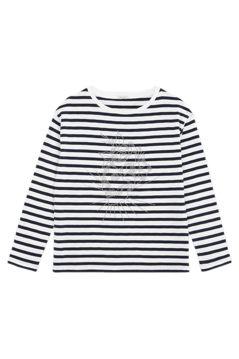 ECRU SAILOR-STRIPE T-SHIRT WITH STUDDED SKULL 4