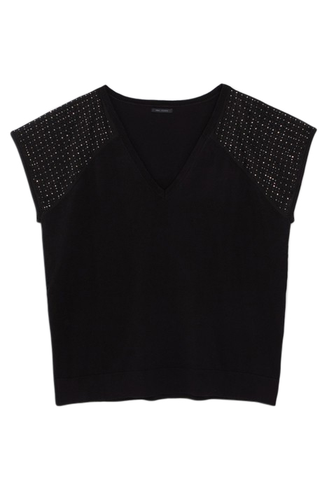 BLACK KNIT SHORT SLEEVE T-SHIRT WITH DIAMANTÉ 4