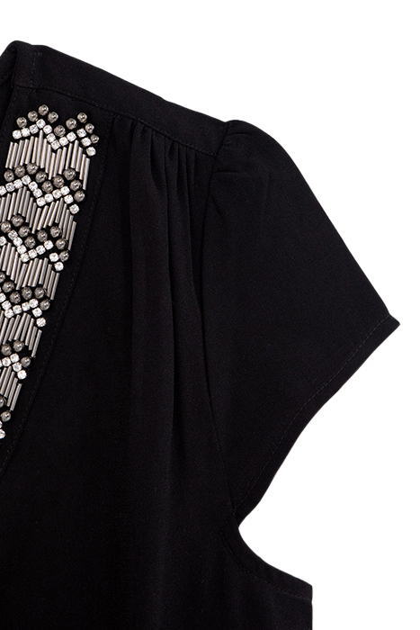 BLACK RECYCLED DRESS, PRETTY EMBROIDERED COLLAR 6