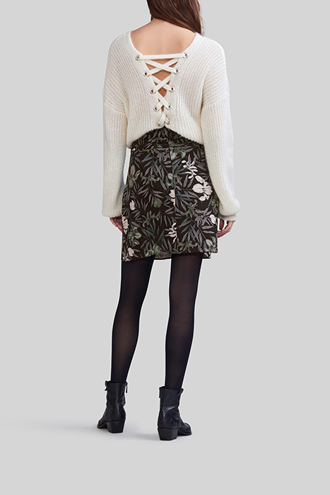 BLACK LENZING™ ECOVERO™ ORCHID PRINT SHORT SKIRT 4