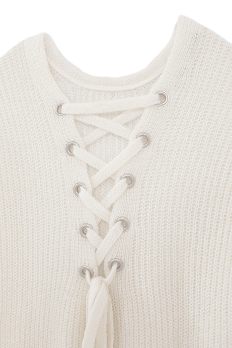 ECRU KNIT XL SWEATER WITH LACED BACK 7