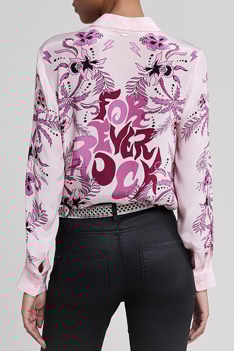 PINK SHIRT WITH FLOWER & PALM-TREE PRINT 2
