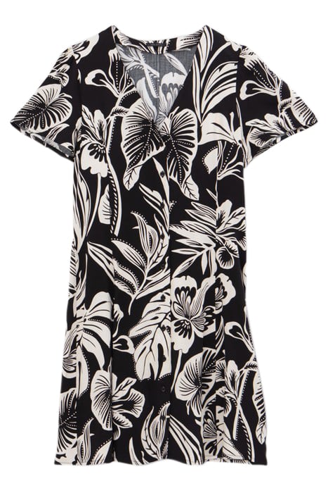 BLACK LENZING™ ECOVERO™ TROPICAL PRINT DRESS 4