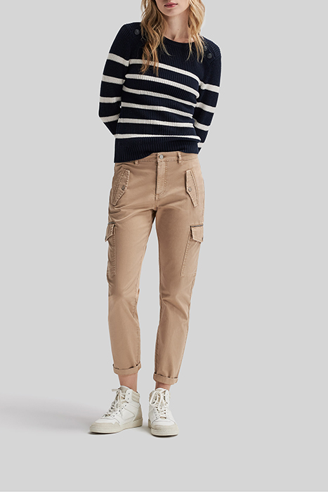 CAMEL CROPPED CARGO JEANS WITH PRETTY BRAID 3