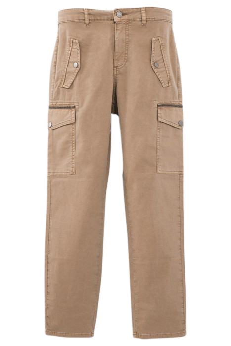 CAMEL CROPPED CARGO JEANS WITH PRETTY BRAID 5