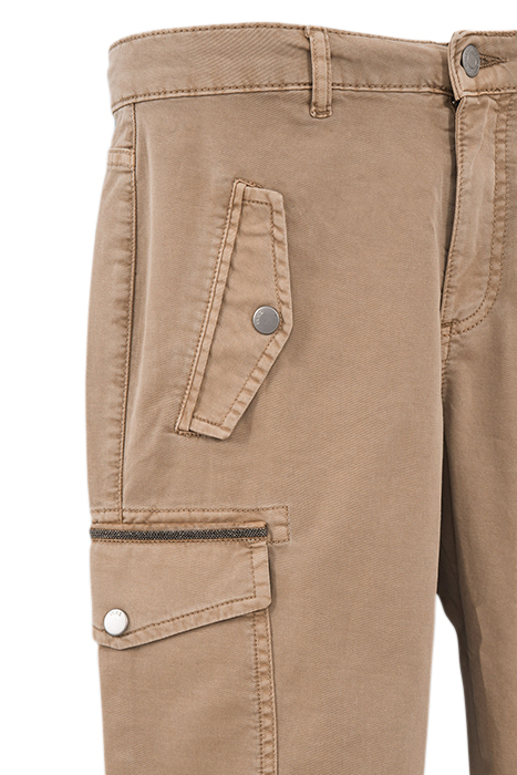 CAMEL CROPPED CARGO JEANS WITH PRETTY BRAID 7