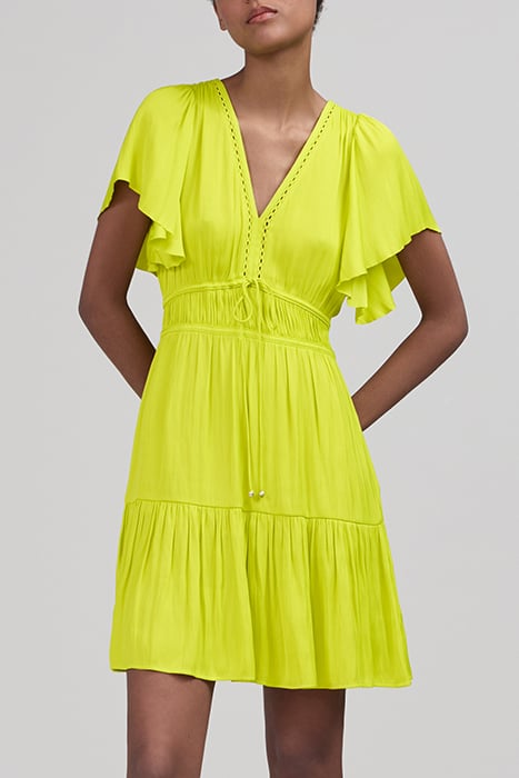 LIME GREEN CREASED DRESS WITH BUTTERFLY SLEEVES by IKKS