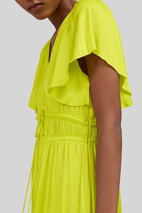 LIME GREEN CREASED DRESS WITH BUTTERFLY SLEEVES 6