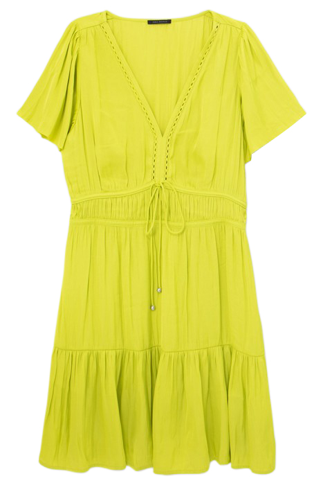 LIME GREEN CREASED DRESS WITH BUTTERFLY SLEEVES 4