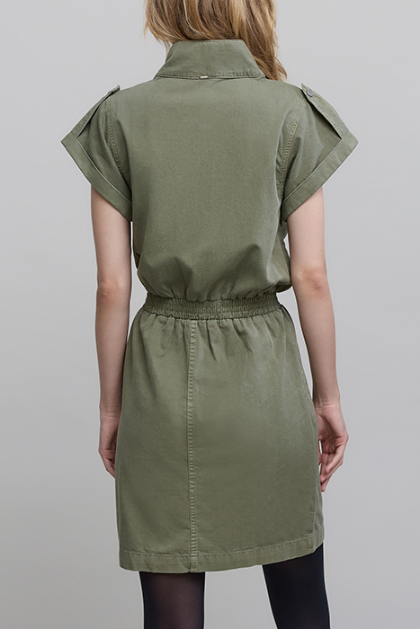 KHAKI DRESS WITH ASYMMETRICAL COLLAR 2