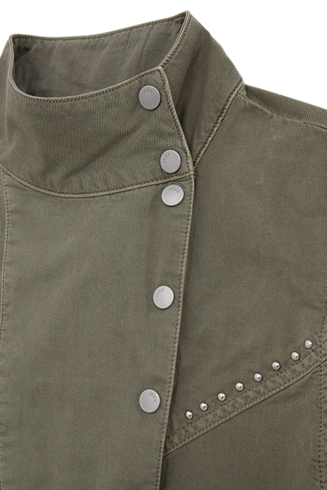 KHAKI DRESS WITH ASYMMETRICAL COLLAR 8