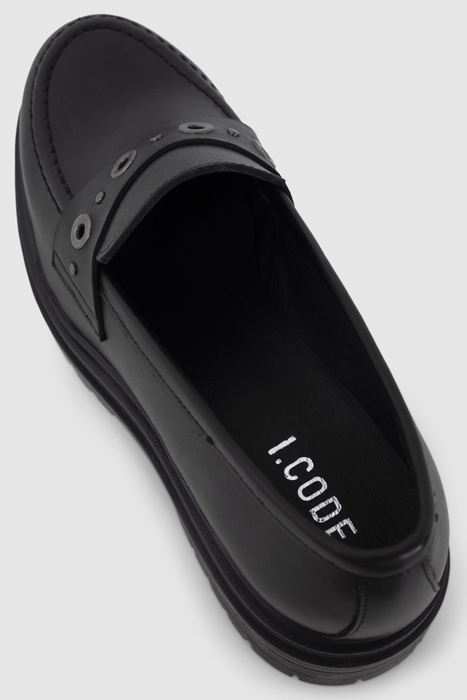 BLACK MOCCASINS WITH LUGGED SOLES 3