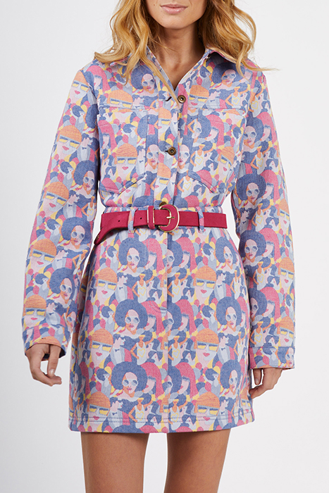 ROYAL BLUE SHORT SKIRT WITH WOMEN MOTIF JACQUARD 4