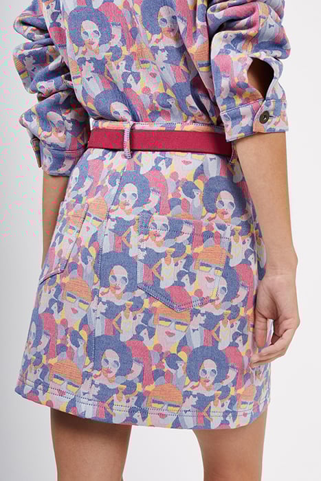 ROYAL BLUE SHORT SKIRT WITH WOMEN MOTIF JACQUARD 5