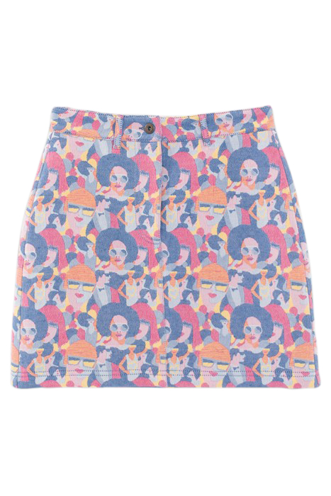 ROYAL BLUE SHORT SKIRT WITH WOMEN MOTIF JACQUARD 3