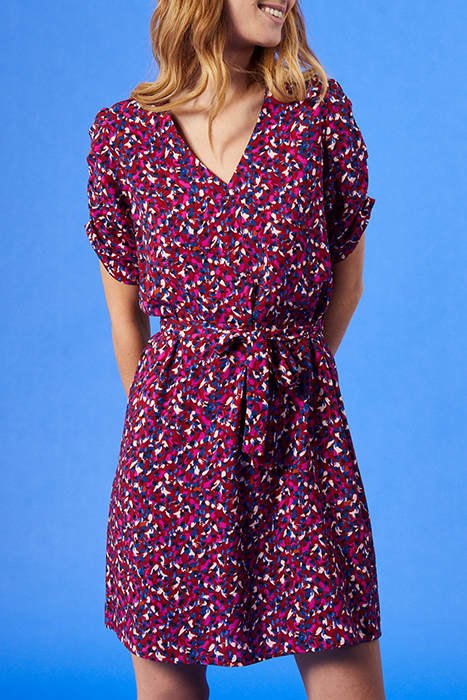 DARK RED TACHIST PRINT DRESS 8