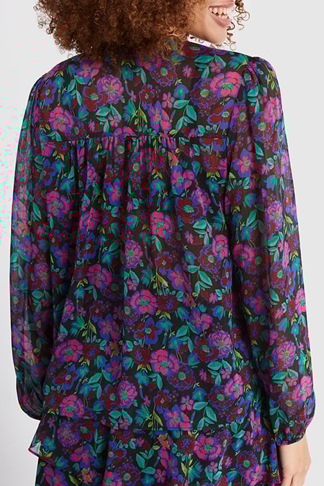RASPBERRY BLOUSE WITH COLOURED FLORAL PRINT 3