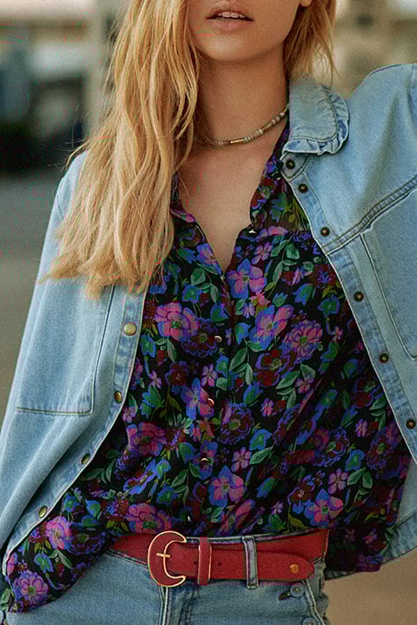 RASPBERRY BLOUSE WITH COLOURED FLORAL PRINT 9