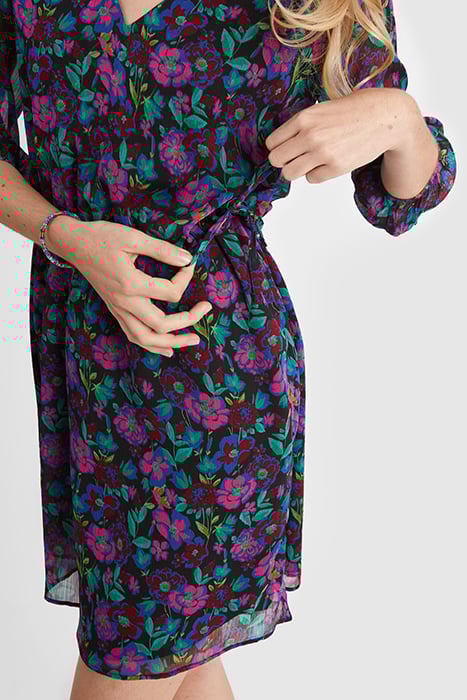 RASPBERRY DRESS WITH FLORAL COLOURED PRINT 6