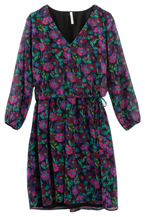 RASPBERRY DRESS WITH FLORAL COLOURED PRINT 4
