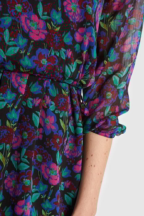 RASPBERRY DRESS WITH FLORAL COLOURED PRINT 8