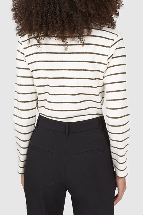 BLACK T-SHIRT WITH ECRU STRIPES 2