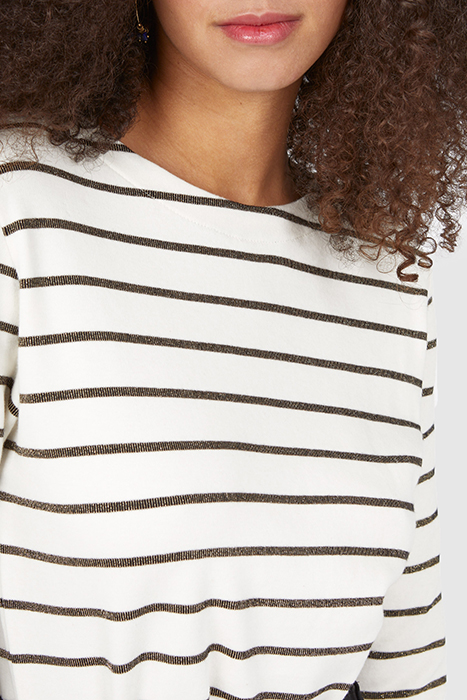 BLACK T-SHIRT WITH ECRU STRIPES 6