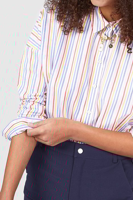 CRIMSON RED SHIRT WITH COLOURED STRIPES 6