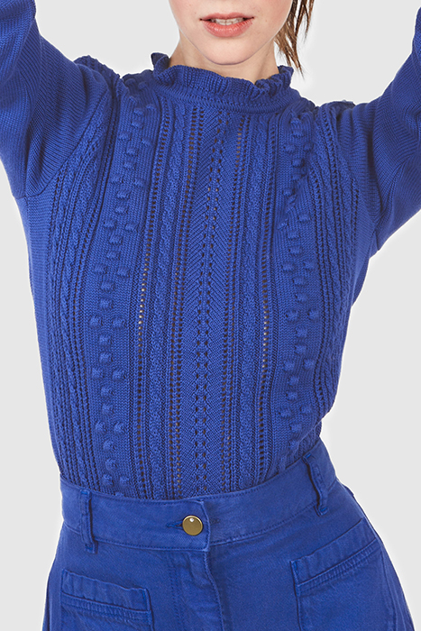 ELECTRIC BLUE DECORATIVE KNIT SWEATER 5