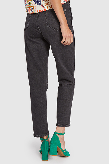 BLACK BOYFIT JEANS WITH FADED BANDS DOWN LEGS 2