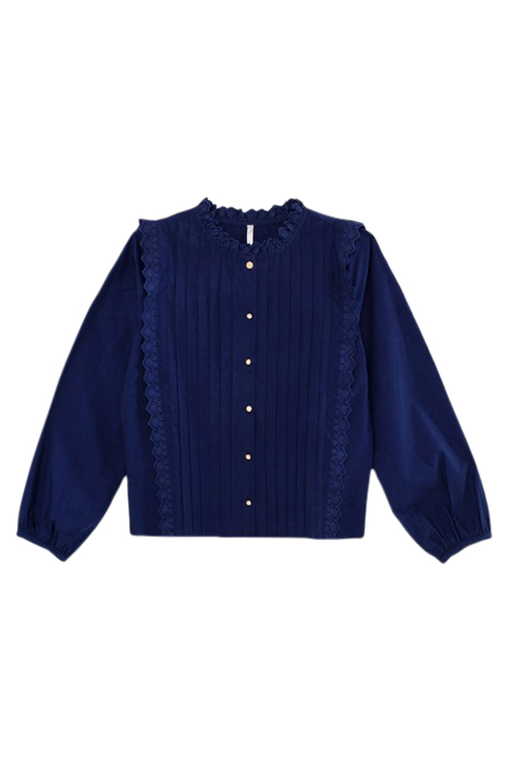 INDIGO BLOUSE WITH STITCHED PLEATS AND EMBROIDERY 4