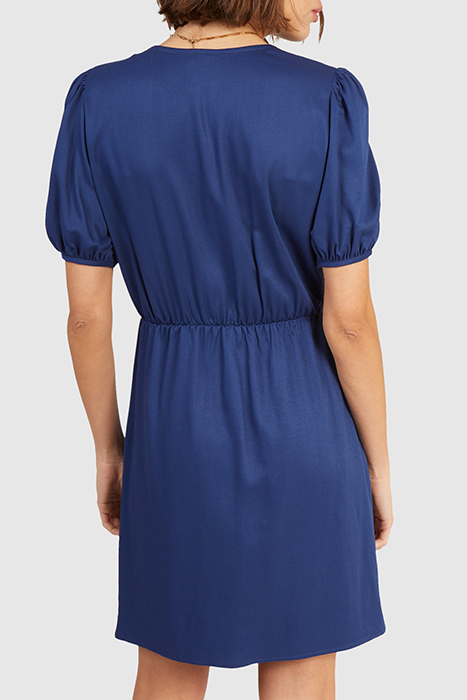 NAVY BUTTONED FLOWING WRAP DRESS 2