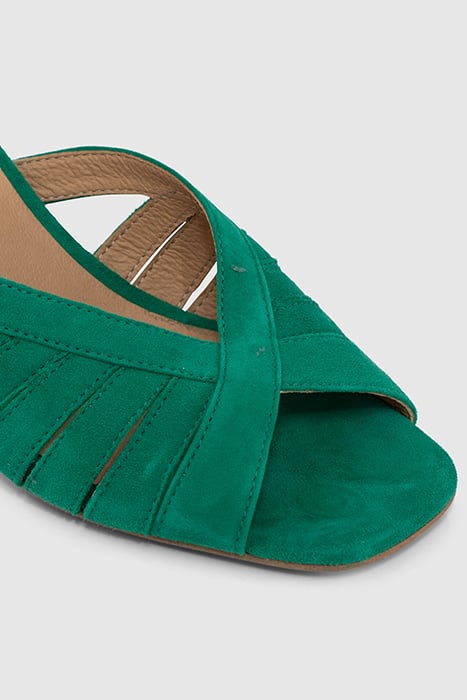 MEADOW GREEN SUEDE HEELED SANDALS 7