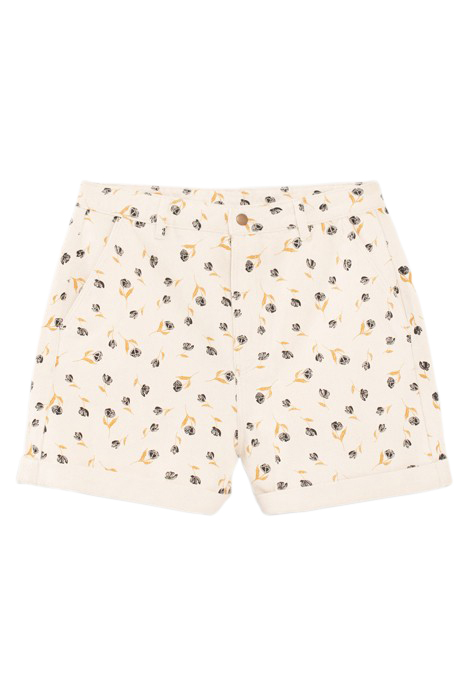 ECRU DENIM SHORTS WITH ROCK MINI-FLOWER PRINT 3