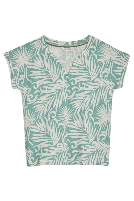 NELLY NOTCH NECK TEE TEAL PRINT 3