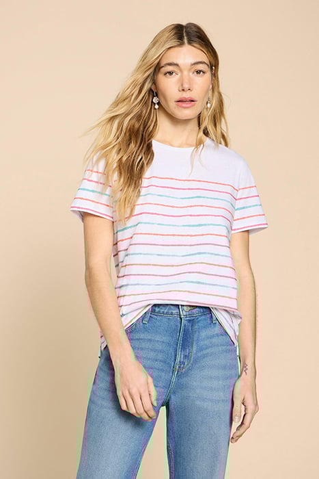 ABBIE STRIPE TEE IVORY MULTI 1