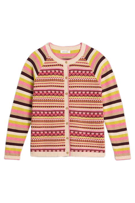 LULU FAIRISLE CARDI PINK MULTI 2