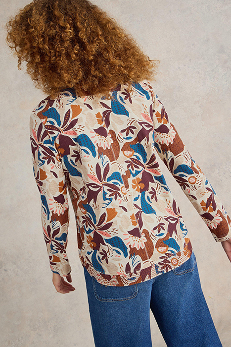 LONG SLEEVE WEAVER TEE NATURAL PRINT 2