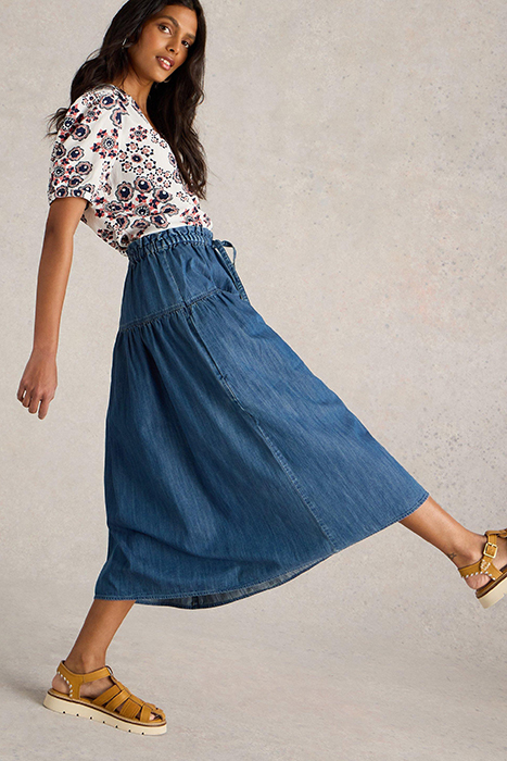 SEEMA DENIM SKIRT MID DENIM 4