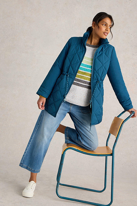 EMILIA QUILTED COAT DARK TEAL 4