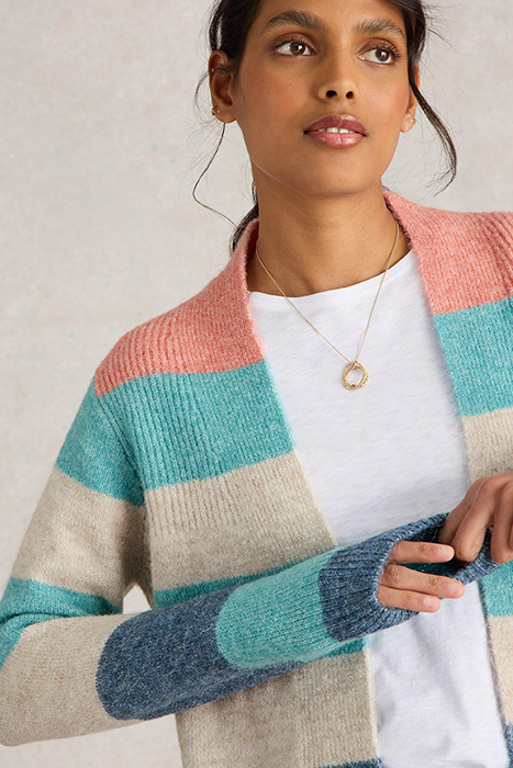 ERIN STRIPE LONGLINE CARDI BLUE MULTI 5