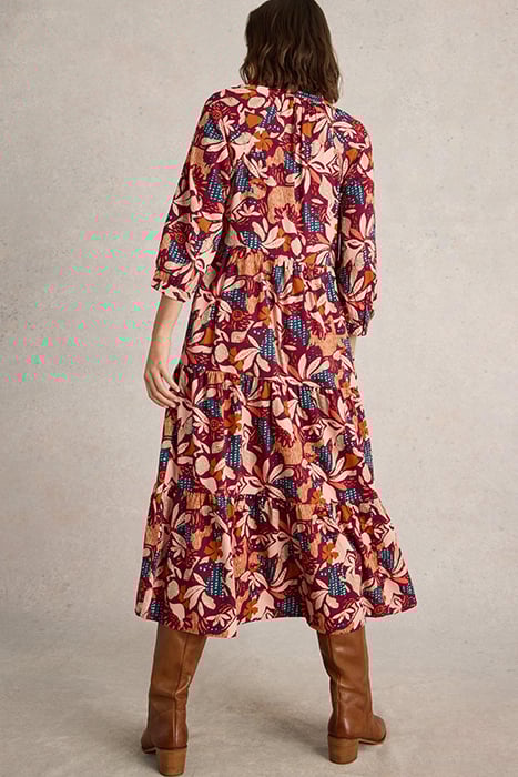 VIRGINIA TIERED SHIRT DRESS PLUM PRINT 2