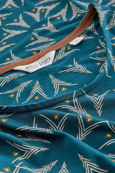 MADELINE JERSEY DRESS TEAL MULTI 6