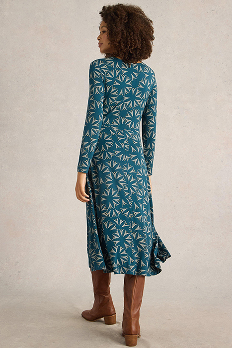 MADELINE JERSEY DRESS TEAL MULTI 2