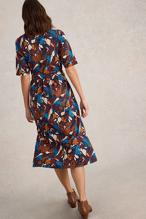 AVA JERSEY MIDI DRESS NAVY PRINT 2