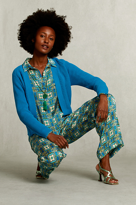 PETROL BASIC V-NECK CARDIGAN BLUE 3