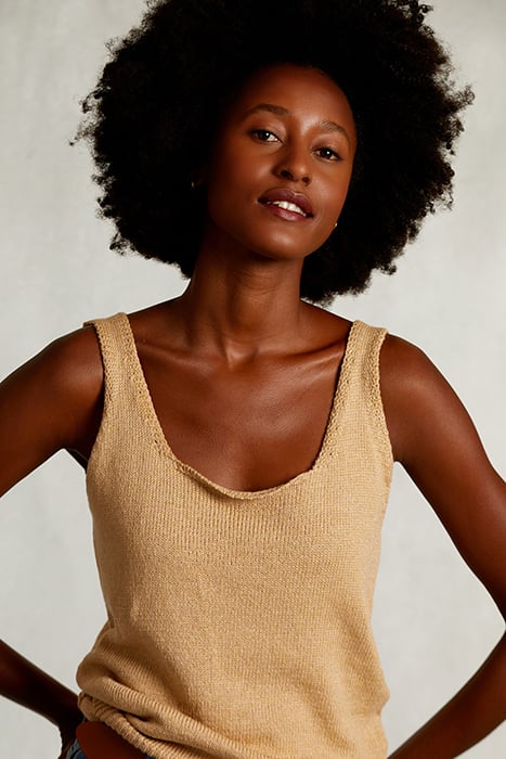 BEIGE ROUND NECK LUREX TOP BEIGE 3