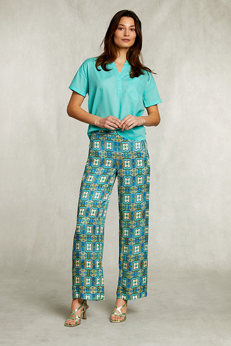 TURQUOISE V-NECK BLOUSE WITH POCKET GREEN 3